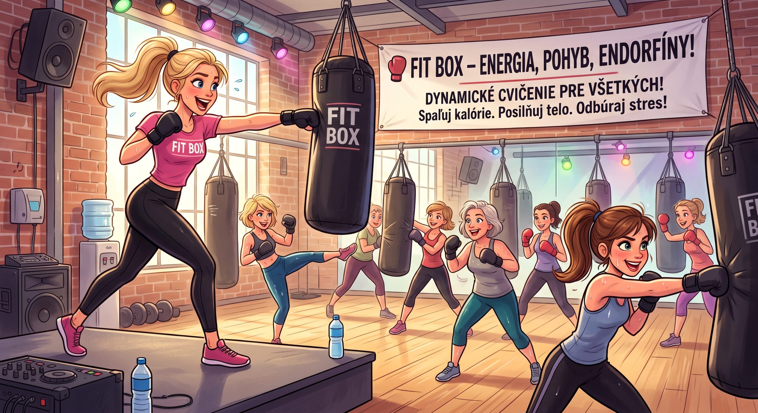 Fit Box je dynamické cvičenie pre všetkých, ktorí chcú spáliť kalórie, posilniť celé telo a vybiť stres. Kombinuje prvky boxu, kardio cvičenia a funkčného posilňovania v energickom tempe.
Čaká vás pestrý tréning, pri ktorom sa rozhodne nebudete nudiť – udriete si do boxovacieho vreca, rozhýbete celé telo a odídete s pocitom, že ste pre seba niečo urobili.