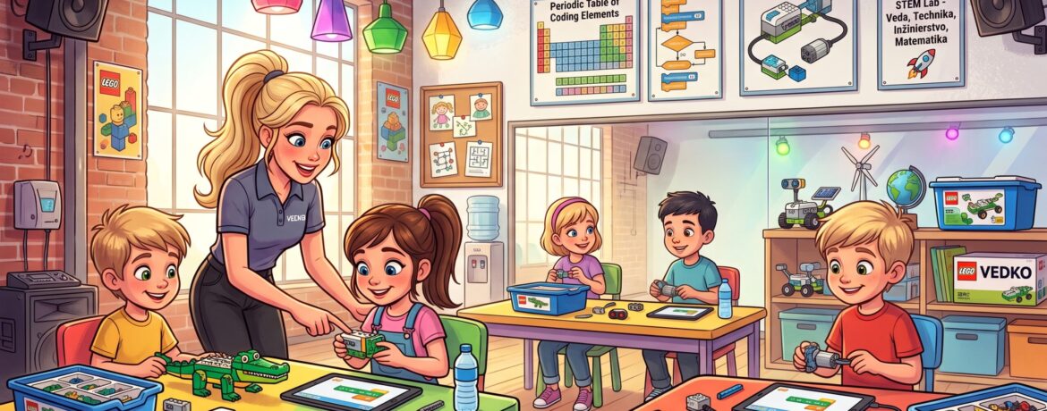 Deti sa na kurze učia základom logiky a programovania priamo cez hru s interaktívnymi kockami. Vďaka špeciálnej stavebnici LEGO WeDo, ktorú má na hodine každé dieťa vyhradenú pre seba, sa technické zručnosti budujú formou hmatateľnej zábavy a vlastných objavov.